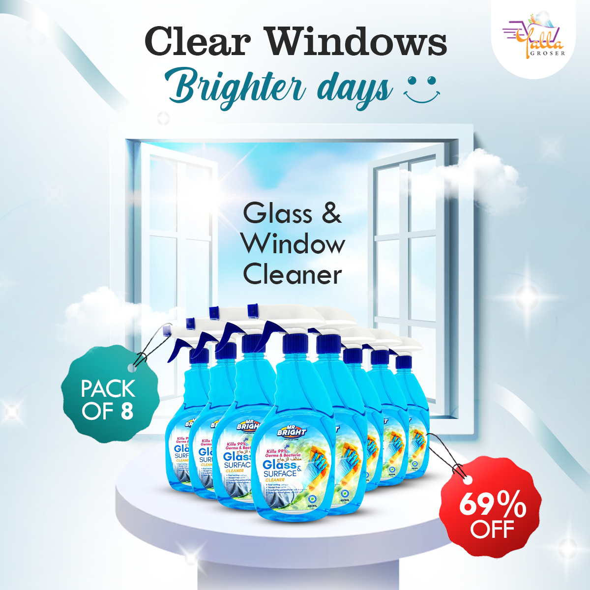 Glass & Window Cleaner 750ML Pack of 8